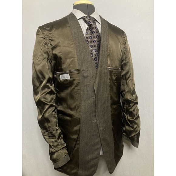 Mens Sport Coat Blazer Suit Jacket 39R 43" Brown Herringbone 2 Button Wool USA* - Picture 8 of 12